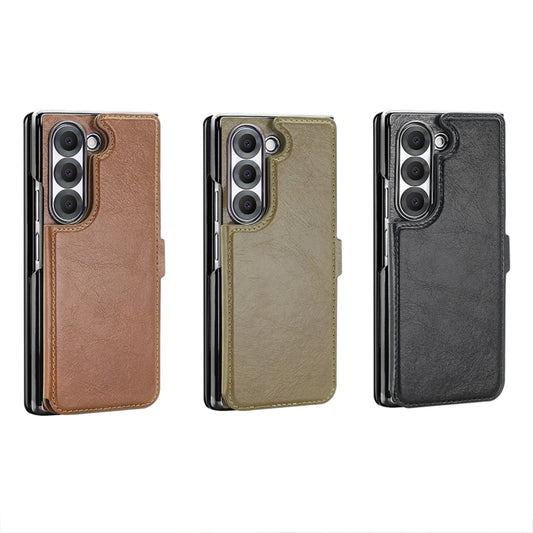 For Samsung Galaxy Z Fold5 VIETAO Integrated RFID MagSafe Detachable PU Phone Case(Brown) - Galaxy Z Fold5 Cases by VIETAO | Online Shopping UK | buy2fix