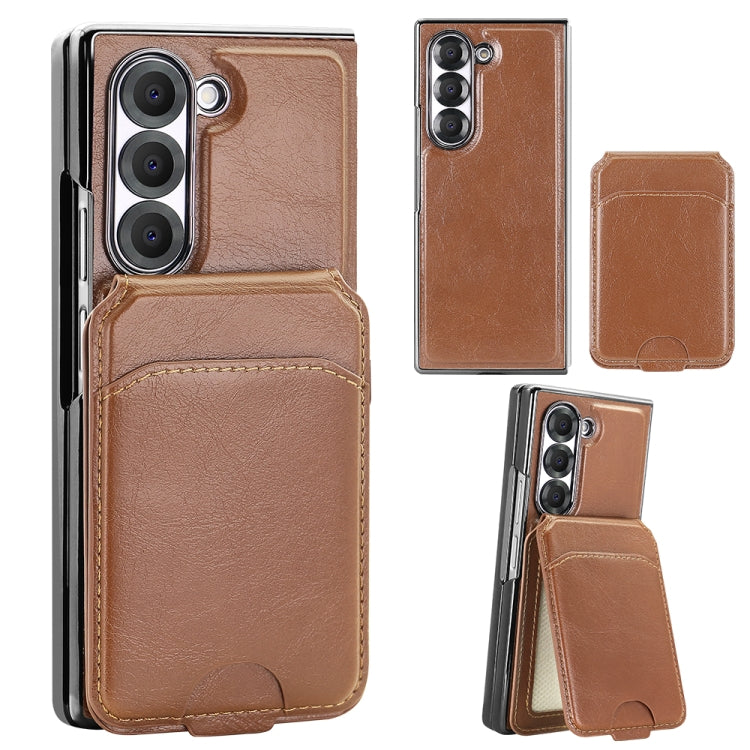 For Samsung Galaxy Z Fold6 VIETAO Integrated MagSafe RFID Detachable Card Bag PU Phone Case(Brown) - Galaxy Z Fold6 5G Cases by VIETAO | Online Shopping UK | buy2fix