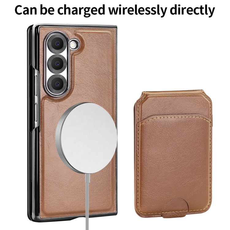 For Samsung Galaxy Z Fold6 VIETAO Integrated MagSafe RFID Detachable Card Bag PU Phone Case(Brown) - Galaxy Z Fold6 5G Cases by VIETAO | Online Shopping UK | buy2fix