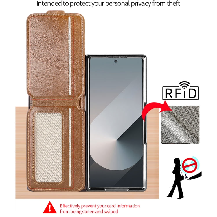 For Samsung Galaxy Z Fold6 VIETAO Integrated MagSafe RFID Detachable Card Bag PU Phone Case(Brown) - Galaxy Z Fold6 5G Cases by VIETAO | Online Shopping UK | buy2fix