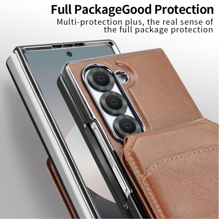 For Samsung Galaxy Z Fold6 VIETAO Integrated MagSafe RFID Detachable Card Bag PU Phone Case(Brown) - Galaxy Z Fold6 5G Cases by VIETAO | Online Shopping UK | buy2fix