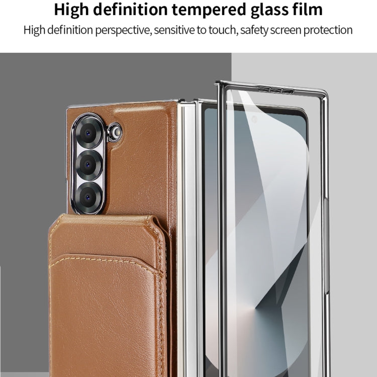 For Samsung Galaxy Z Fold6 VIETAO Integrated MagSafe RFID Detachable Card Bag PU Phone Case(Brown) - Galaxy Z Fold6 5G Cases by VIETAO | Online Shopping UK | buy2fix