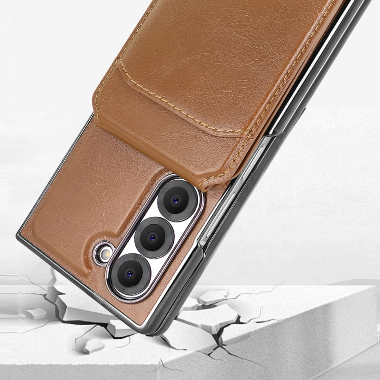 For Samsung Galaxy Z Fold6 VIETAO Integrated MagSafe RFID Detachable Card Bag PU Phone Case(Brown) - Galaxy Z Fold6 5G Cases by VIETAO | Online Shopping UK | buy2fix