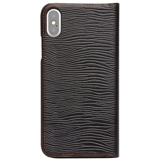 For iPhone X / XS QIALINO Lizard Texture Horizontal Flip Leather Case with Smart View Window & Sleep / Wake-up Function(Brown) by QIALINO