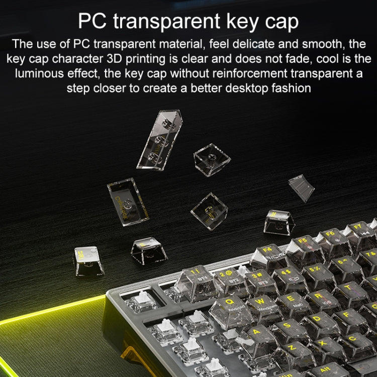 AULA F98 Pro 99 Keys Wired/2.4G/Bluetooth Three Model RGB Mechanical Keyboard, Shaft:Ice Soul Shaft(Transparent White) by AULA