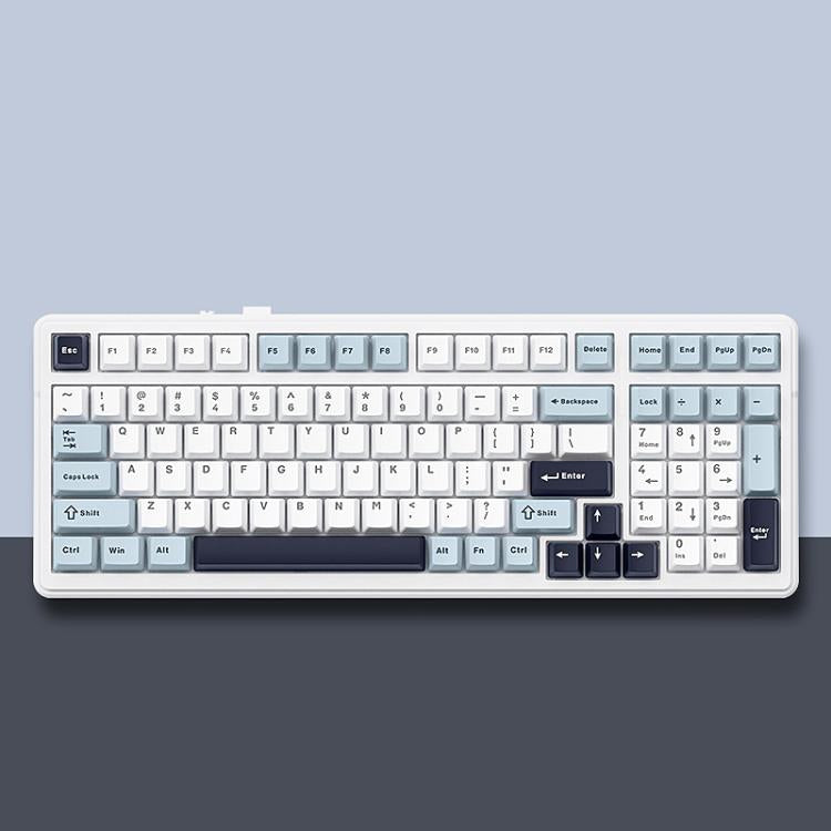 AULA F99 99 Keys Wired/2.4G/Bluetooth Three Model Customized RGB Mechanical Keyboard(Smoky Blue Sea Fog) - Wireless Keyboard by AULA | Online Shopping UK | buy2fix