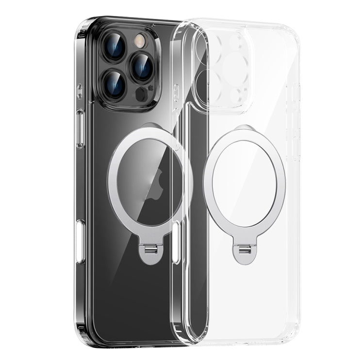 For iPhone 15 Pro Fine Hole 360 Degree Rotating Holder MagSafe Phone Case(Transparent) - iPhone 15 Pro Cases by buy2fix | Online Shopping UK | buy2fix