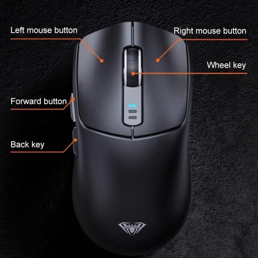 AULA SC580 10000DPI Wired/2.4G/Bluetooth Three Model Gaming Wireless Mouse(Black) by AULA