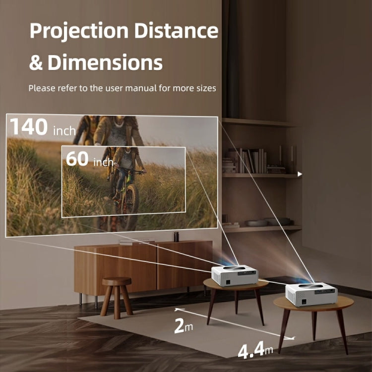 AUN AKEY7 MAX 1920x1080P HD Android LCD Projector US Plug(White) by AUN