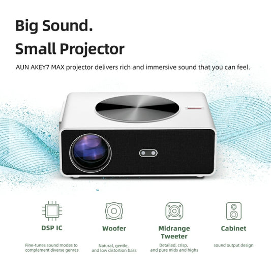 AUN AKEY7 MAX 1920x1080P HD Android LCD Projector EU Plug(White) by AUN
