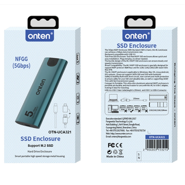 Onten UCA321 5Gbps M.2 M-key NGFF SSD Enclosure by Onten