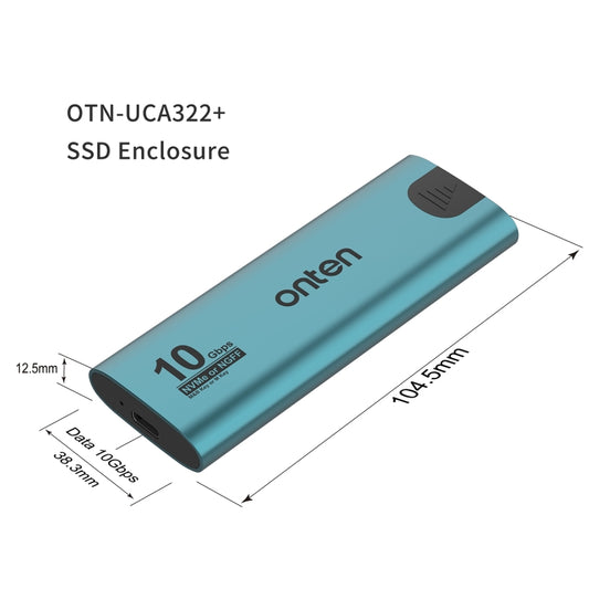 Onten UCA322+ 10Gbps M.2 M-key NVMe NGFF SSD Enclosure by Onten