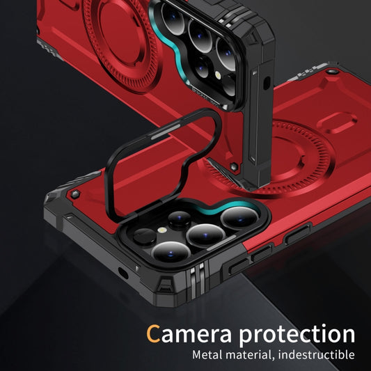 For Samsung Galaxy S25 Ultra 5G Lens Holder MagSafe Phone Case(Red) by buy2fix