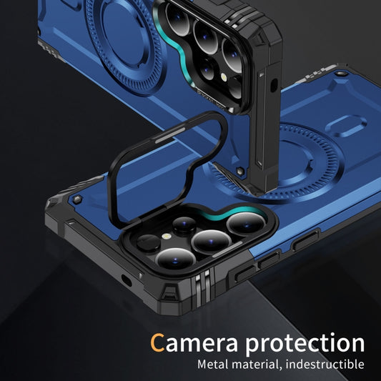 For Samsung Galaxy S25 Ultra 5G Lens Holder MagSafe Phone Case(Blue) by buy2fix