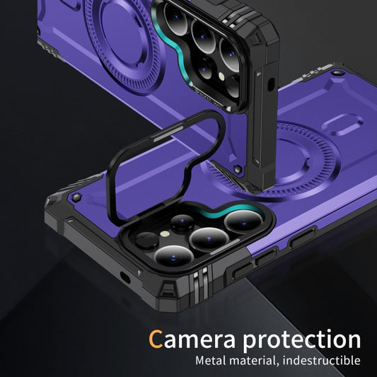For Samsung Galaxy S25 Ultra 5G Lens Holder MagSafe Phone Case(Purple) by buy2fix