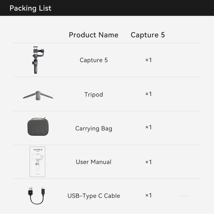 FUNSNAP Capture 5 Professional 3-Axis Handheld Gimbal Phone Live Stabilizer, Basic Version(Grey) by FUNSNAP