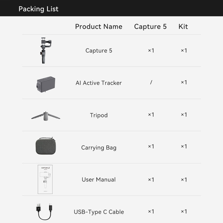 FUNSNAP Capture 5 Professional 3-Axis Handheld Gimbal Phone Live Stabilizer, Combo Version(Grey) by FUNSNAP