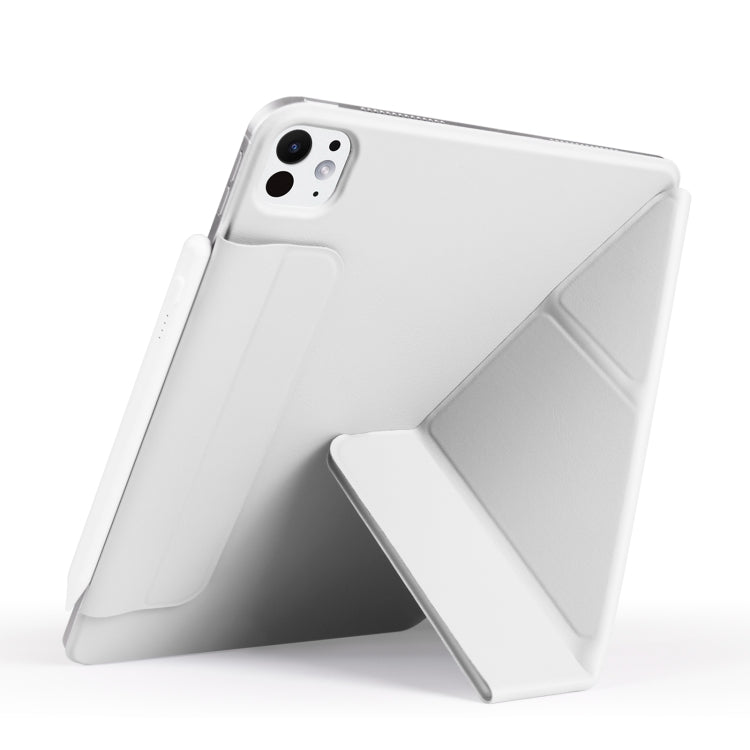 For iPad Pro 11 2024 Fixed Buckle Magnetic Deformation Leather Tablet Case(Grey) - iPad Pro 11 2024 Cases by buy2fix | Online Shopping UK | buy2fix