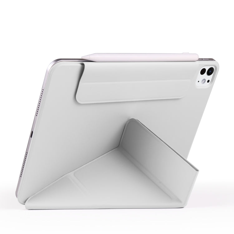 For iPad Pro 11 2024 Fixed Buckle Magnetic Deformation Leather Tablet Case(Grey) - iPad Pro 11 2024 Cases by buy2fix | Online Shopping UK | buy2fix