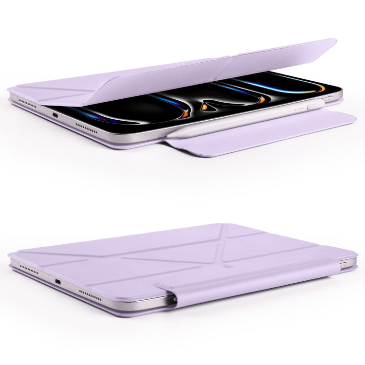 For iPad Pro 11 2022 / 2021 / 2020 Fixed Buckle Magnetic Deformation Leather Tablet Case(Purple) - iPad Pro 11 (2022/2021) Cases by buy2fix | Online Shopping UK | buy2fix