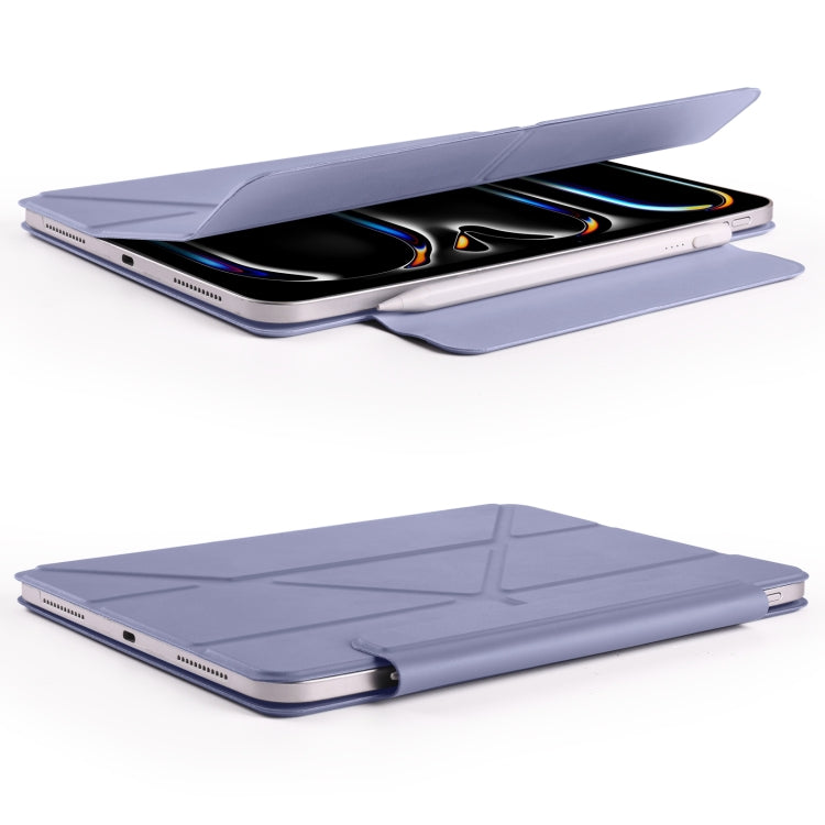 For iPad Pro 11 2022 / 2021 / 2020 Fixed Buckle Magnetic Deformation Leather Tablet Case(Lavender Purple) - iPad Pro 11 (2022/2021) Cases by buy2fix | Online Shopping UK | buy2fix
