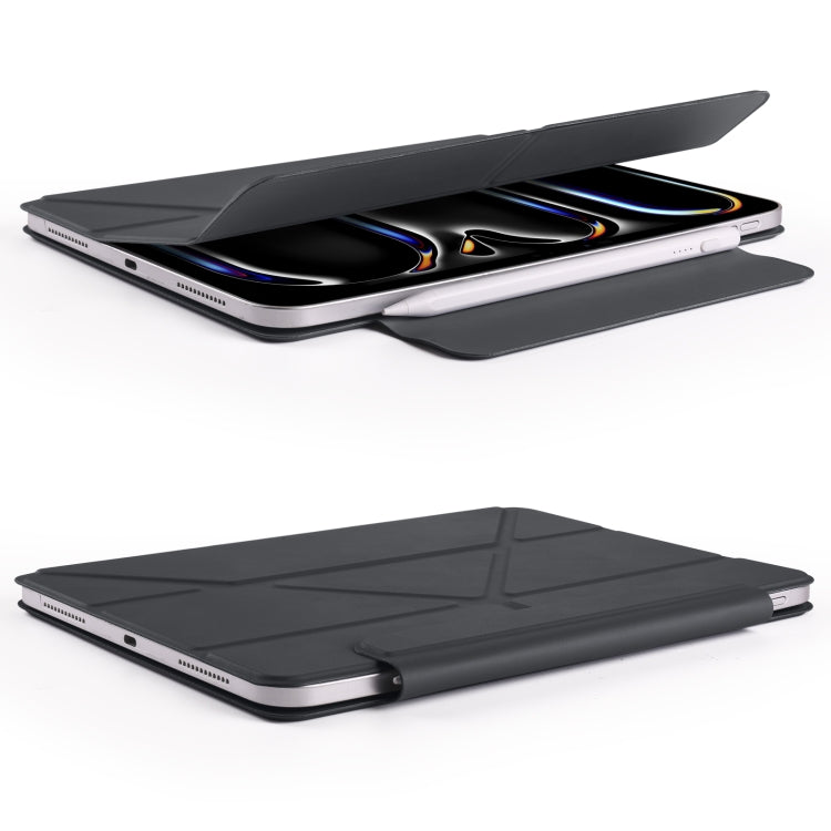 For iPad Pro 12.9 2022 / 2021 / 2020 Fixed Buckle Magnetic Deformation Leather Tablet Case(Black) - iPad Pro 12.9 (2022/2021) Cases by buy2fix | Online Shopping UK | buy2fix