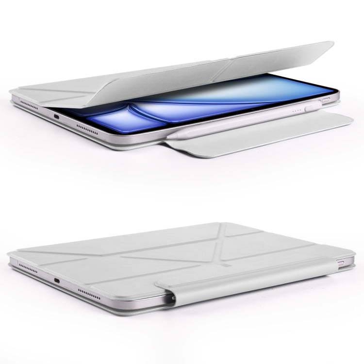 For iPad mini 6 / mini 2024 Fixed Buckle Magnetic Deformation Leather Tablet Case(Grey) - iPad mini 2024 Cases by buy2fix | Online Shopping UK | buy2fix