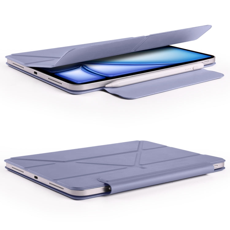 For iPad mini 6 / mini 2024 Fixed Buckle Magnetic Deformation Leather Tablet Case(Lavender Purple) - iPad mini 2024 Cases by buy2fix | Online Shopping UK | buy2fix