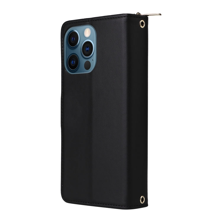 For iPhone 12 Pro Max Nine-card Slots Zipper Wallet Bag Leather Phone Case(Black) - iPhone 12 Pro Max Cases by buy2fix | Online Shopping UK | buy2fix
