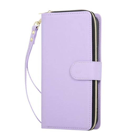 For iPhone Air Nine-card Slots Zipper Wallet Bag Leather Phone Case(Light Purple) - iPhone Air Cases by buy2fix | Online Shopping UK | buy2fix