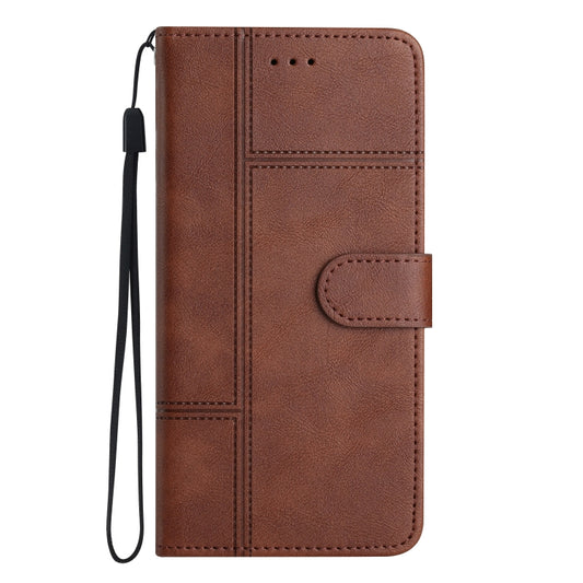 For OnePlus 13 Cowhide Texture Stitching Leather Phone Case(Coffee) by buy2fix