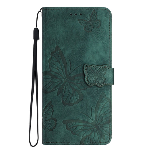 For OnePlus 13 Skin-feel Embossed Butterfly Leather Phone Case(Green) by buy2fix