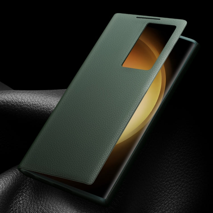 For Samsung Galaxy S23 Ultra 5G QIALINO Magnetic Genuine Leather Phone Case(Green) - Galaxy Phone Cases by QIALINO | Online Shopping UK | buy2fix