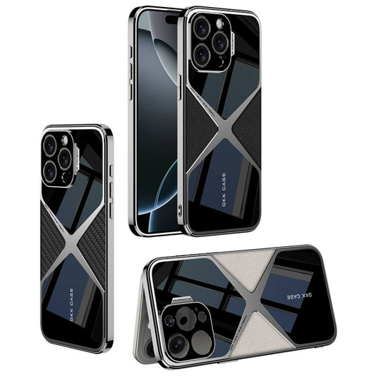 For iPhone 16 Pro GKK Leather Electroplating Supersonic Speed Shockproof Phone Case(Black) by GKK