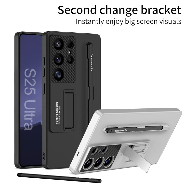 For Samsung Galaxy S25 5G GKK Ultra-thin Holder Phone Case with Pen Slots & Stylus Pen(Black) - Galaxy S25 5G Cases by GKK | Online Shopping UK | buy2fix
