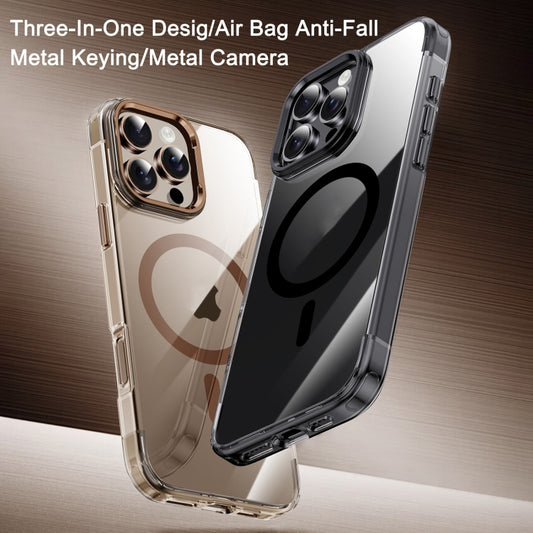 For iPhone 16 Jazz 3 in 1 Magnetic MagSafe Crystal Phone Case(Transparent Grey) - iPhone 16 Cases by buy2fix | Online Shopping UK | buy2fix