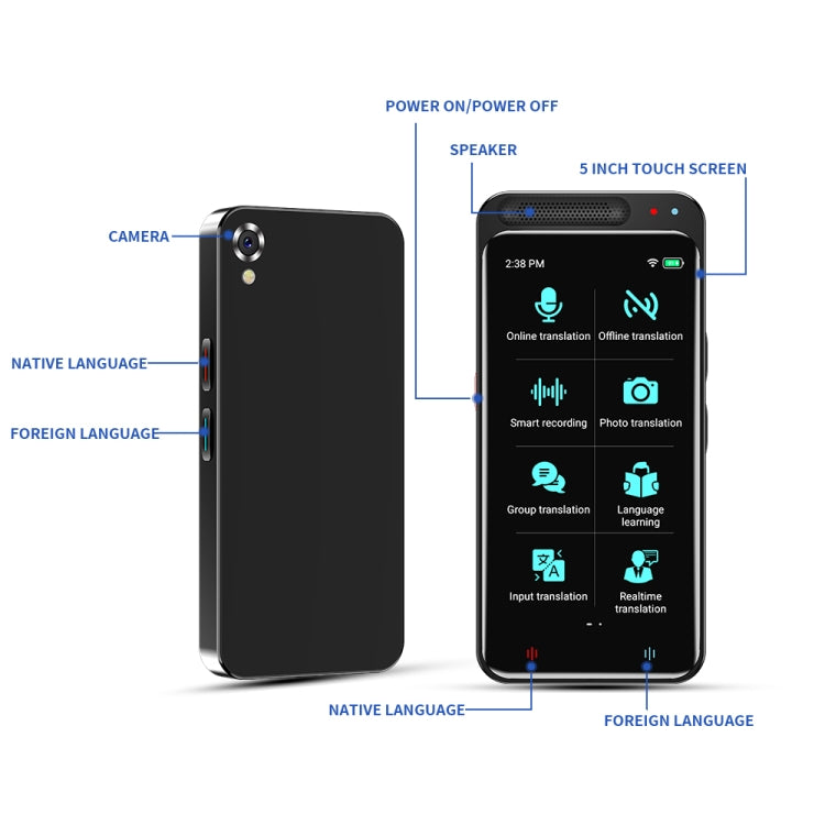 VORMOR Z6 5.0 inch HD Touch Screen Smart AI Translator 139 Languages ??with Offline Translation / Photo Translation - by buy2fix | Online Shopping UK | buy2fix