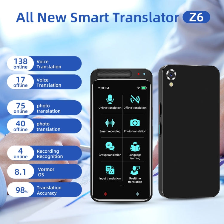 VORMOR Z6 5.0 inch HD Touch Screen Smart AI Translator 139 Languages ??with Offline Translation / Photo Translation - by buy2fix | Online Shopping UK | buy2fix