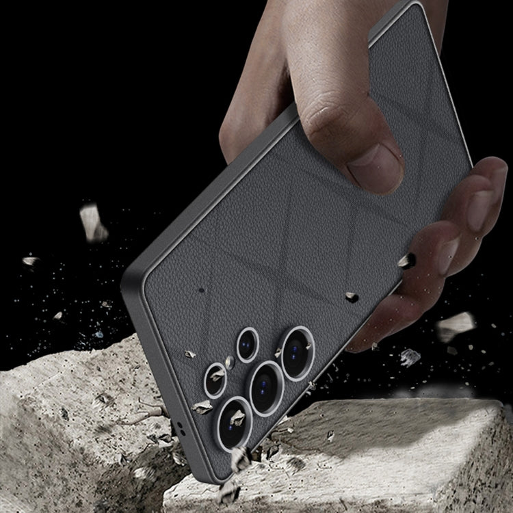 For Samsung Galaxy S25 Ultra 5G GKK Asterism Metal Paint Skin Feel Leather Full Coverage Phone Case(Black) - Galaxy S25 Ultra 5G Cases by GKK | Online Shopping UK | buy2fix