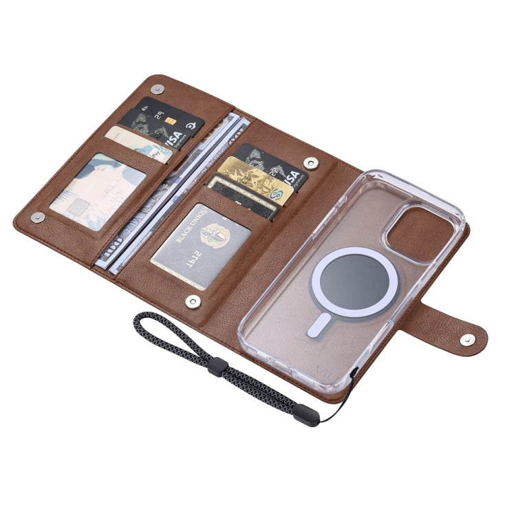 For iPhone 14 Pro Max ViLi GVS-C Series MagSafe Magnetic RFID Leather Flip Phone Case(Brown) - iPhone 14 Pro Max Cases by ViLi | Online Shopping UK | buy2fix