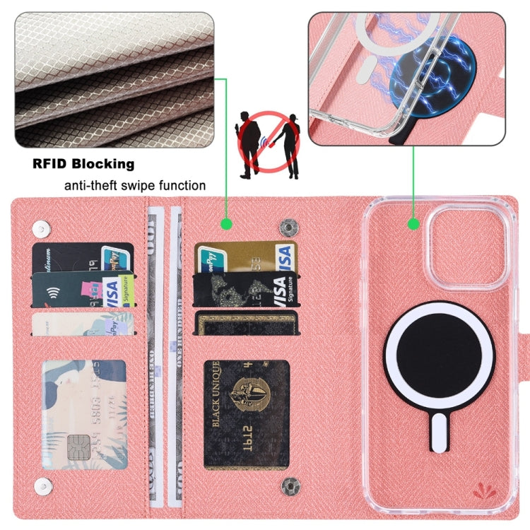 For iPhone 15 Plus ViLi GBS-C Series MagSafe Magnetic RFID Leather Flip Phone Case(Pink) - iPhone 15 Plus Cases by ViLi | Online Shopping UK | buy2fix
