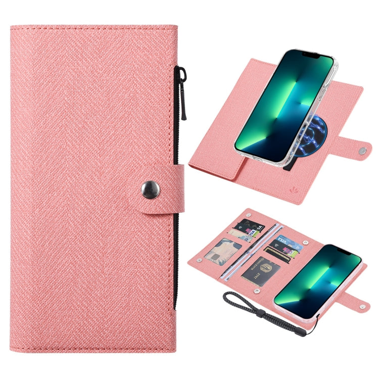 For iPhone 13 Pro Max ViLi GBS-C Series MagSafe Magnetic RFID Leather Flip Phone Case(Pink) - iPhone 13 Pro Max Cases by ViLi | Online Shopping UK | buy2fix