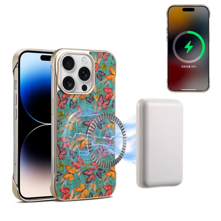 For iPhone 14 Pro Max Denior A18 Paint MagSafe Phone Case(Butterflies) - iPhone 14 Pro Max Cases by Denior | Online Shopping UK | buy2fix