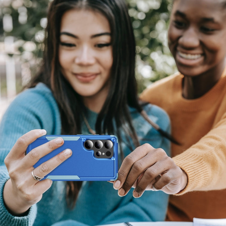 For Samsung Galaxy S25 Ultra 5G TPU + PC Shockproof Protective Phone Case(Royal Blue + Grey Green) by buy2fix