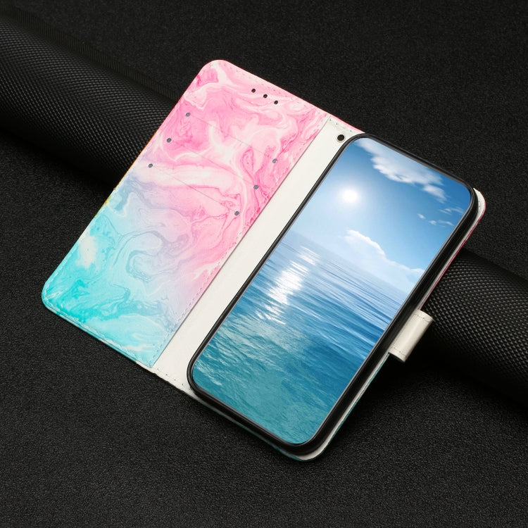 For Samsung Galaxy S25+ 5G Colored Drawing Marble Pattern Leather Phone Case(Pink Green Marble) by buy2fix