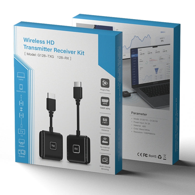 G128 1080P 60Hz Wireless HD Screen Projector Transmitter and Receiver Kit(White) by buy2fix