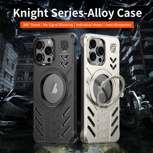 For iPhone 16 Pro Knight Series Alloy Cooling MagSafe Phone Case(Black) - iPhone 16 Pro Cases by buy2fix | Online Shopping UK | buy2fix