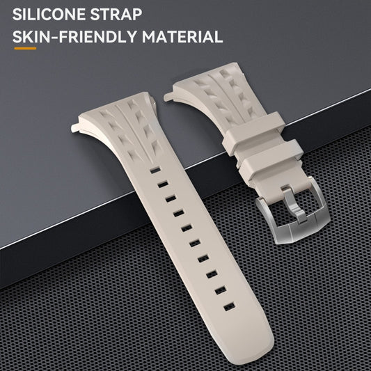 For Apple Watch Series 10 46mm RedPepper Armor Metal Case Integrated Silicone Watch Band(Steel White) - Watch Cases by RedPepper | Online Shopping UK | buy2fix