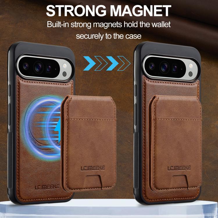 For Google Pixel 10 / 10 Pro LC.IMEEKE L3 Series Detachable RFID Card Bag Magsafe Phone Case(Brown) - Google Cases by LC.IMEEKE | Online Shopping UK | buy2fix