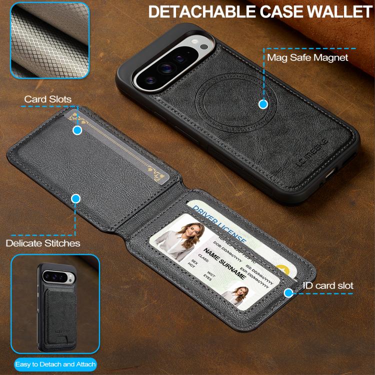 For Google Pixel 10 Pro XL LC.IMEEKE L3 Series Detachable RFID Card Bag Magsafe Phone Case(Black) - Google Cases by LC.IMEEKE | Online Shopping UK | buy2fix